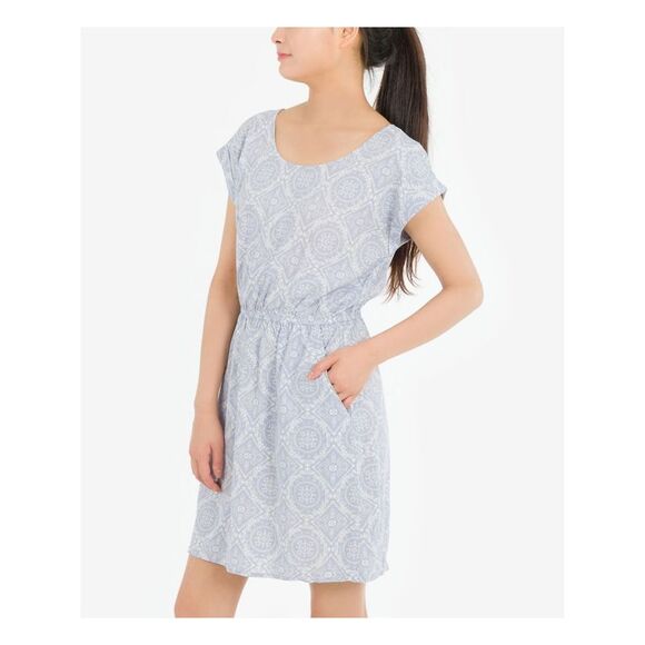 HIPPIE ROSE Womens Light Blue Elastic Waistband Short Sleeve Dress XS - Picture 3 of 4